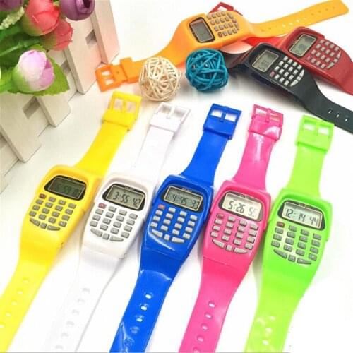 Colorful Digital Calculator With LED Watch Function Casual Silicone Sports For Kids Children Multifunction Calculating
