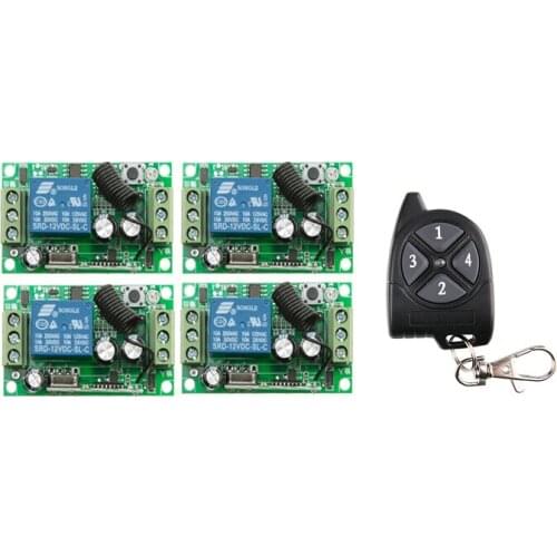 DC12V 10A 1Channel RF Wireless Remote Control System 55*32*16 mm 4 * Receiver& 1 *Transmitter
