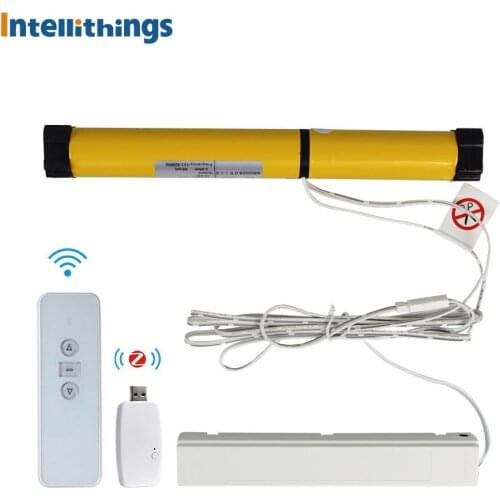 Intellithings Tuya Zigbee Blind Shade Motor with Battery USB Dongle Motorized Shutter Engine Alexa Google Home Timer RF Control