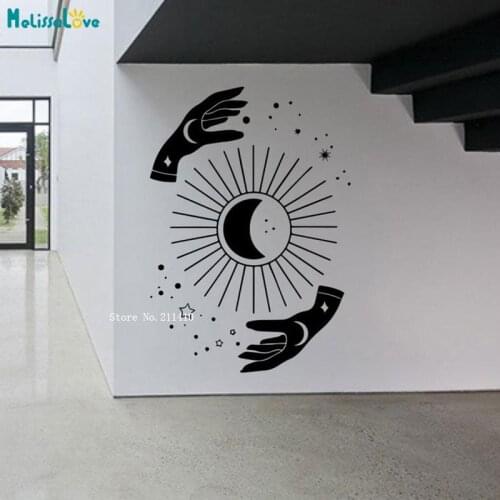 Sun Moon Hands Tattoo Esoteric Wall Sticker Vinyl Car Decal Art Décor Removable New Design Murals YT5898