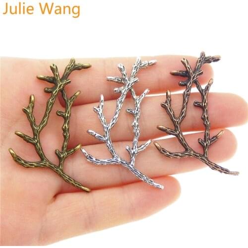 Julie Wang 6PCS Charms Alloy Vintage Branches Mixed Colors Necklace Pendant Findings Jewelry Making Accessories