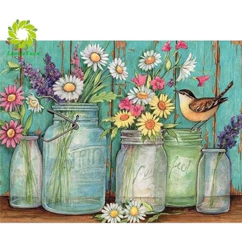 LaoJieYuan Full Square Diamond Painting 5D Diamond Art Embroidery flowers Mosaic Handmade New Arrival Home Decoration