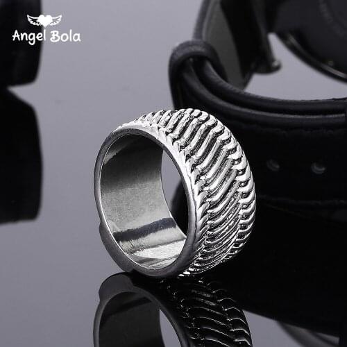 10Pcs/Lot Ancient Silver Color Tire Pattern Buddha Rings Chain Link Finger Ring Jewelry To Women Gift Punk Biker Wide Chain Ring