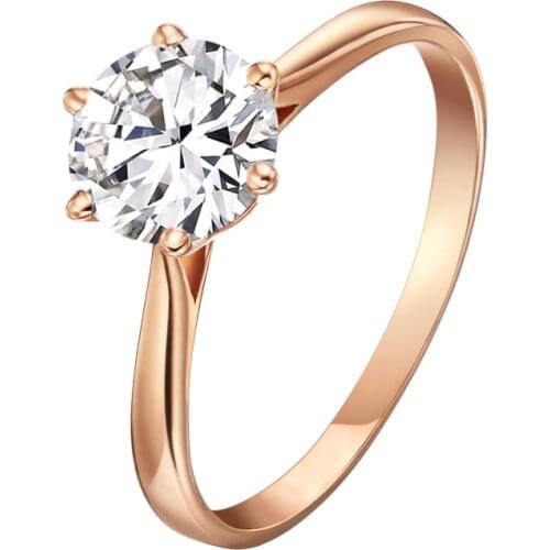18K Rose Gold Ring 6 claws Smooth edges Round Cut Moissanite Jewelry Ring Anniversary Engagement Ring Gift For Woman