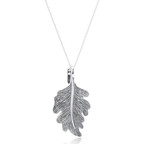 Necklace Collares 925 Sterling Silver Jewelry Dazzling Oak Leaf Chain Women Bijoux Femme Choker Collier Necklaces