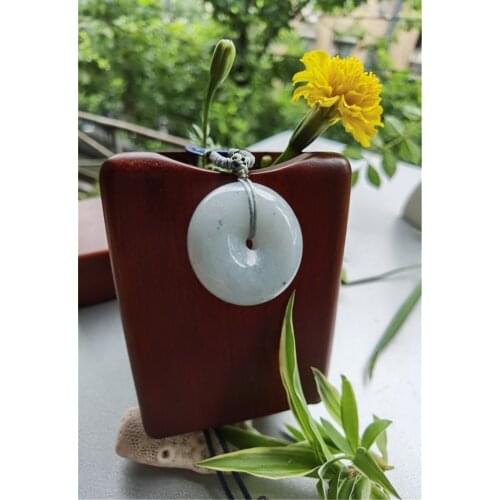 Natural Jade Peace Button Pendant Jadeite Emerald Necklace Carved Charm Jewellery Fashion Amulet for Men Women Lucky Gifts