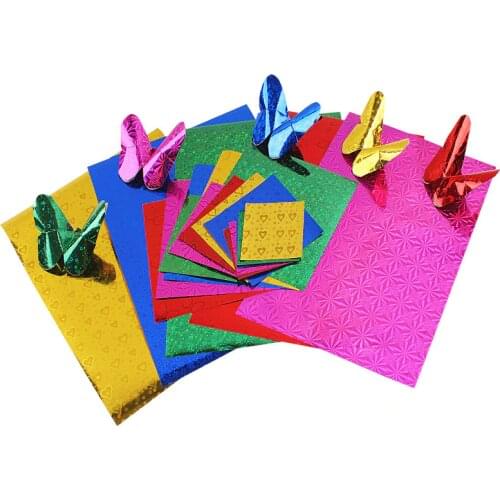 50pcs/set Laser pattern Square Origami Paper 5 colors Papers Kids Handmade DIY Scrapbooking Craft Decoration Origami paper-cut