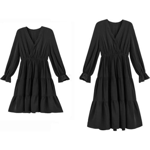 2020 Hot Summer Girl Cartoon Black Retro Long Sleeve Waist Dress School Uniform Girls Preppy Cute Girls Long Sleeve Casual Dress