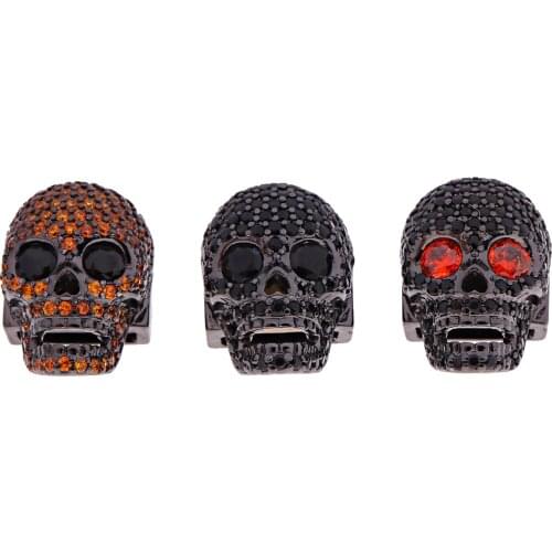 Copper Micro Pave Zircon Crystal CZ Geometry Helmet Skeleton Loose Spacer Beads for Jewelry Making DIY Men Bracelet Accessories