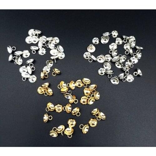 200 pcs metal caps,glass ball caps gold,shiny silver and rhodium silver.mix color Fashion and mini jewelry accessories