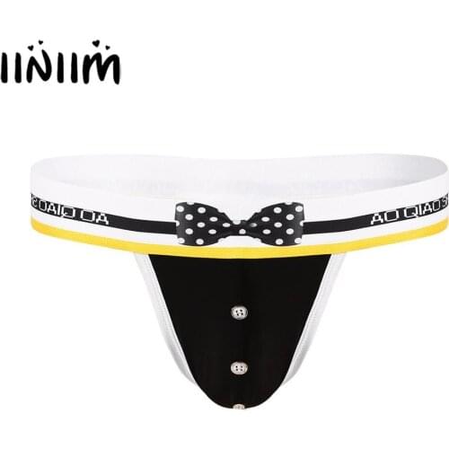 Iiniim Mens Lingerie Panties Gay Male Jockstraps Bulge Pouch T-back Tuxedo G-string Thong Hole Sissy Briefs Underwear Underpants