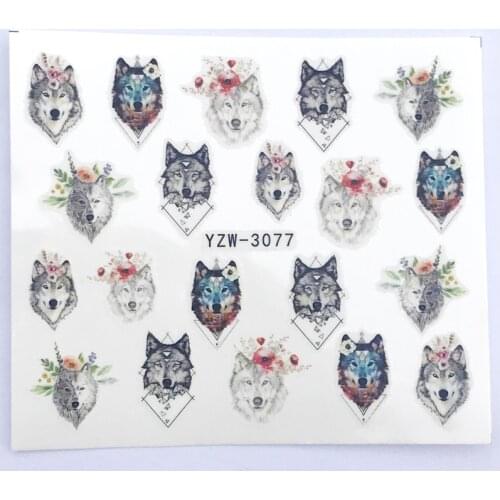 Stickers for Nails Water Decals wolf Animal Nail Sticker Slider Art design Decoration Manicure Foil Adhesive Wraps Pegatinas