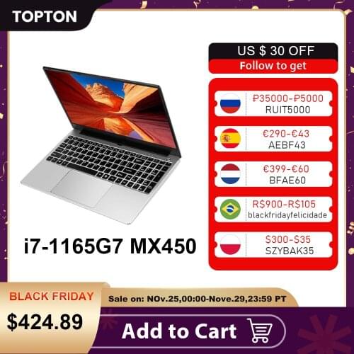 Topton Hot Sale Mini Pc 15.6 Inch Ultraslim Pc Intel Core i7 10510U i5 10210U Gaming Computer AC WiFi Backlit Keyboard Notebook