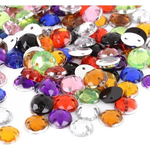 NEW!8MM 100pcs 10 Color to Selection Round Chamfered Crystal Stone Sew On Drill for Dancing Dress Clothing Shoes Decoration