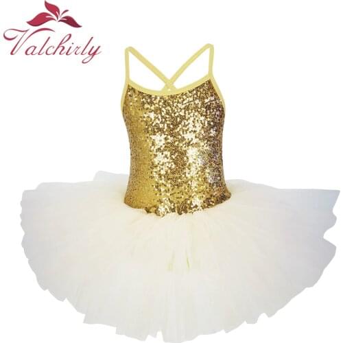 New Golden Ballerina Costume Sequins Ballet Dress Girls Dance Wear Tutu Ballet Leotard for Kids and Toddlers
