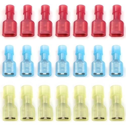 50Pcs Wire Cable Terminals Crimp Connectors Nylon Fully Insulated Spade Female Electrical Crimp Terminators Kit Tool Set