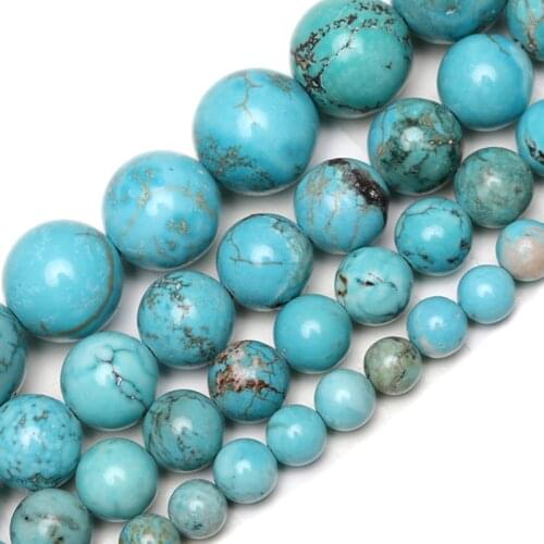 Wholesale Natural Stone Beads Blue Turquoises Round Beads For Jewelry Making 15.5 inches Pick Size 2/3/4/6/8/10/12mm