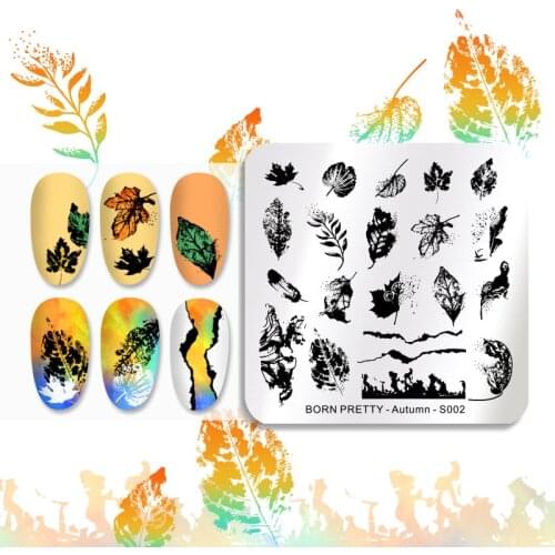 BORN PRETTY Autumn Nail Stamping Plates Flower Patterns Image Printing Plates Stainless Steel DIY Stencil Tool Stamping Template