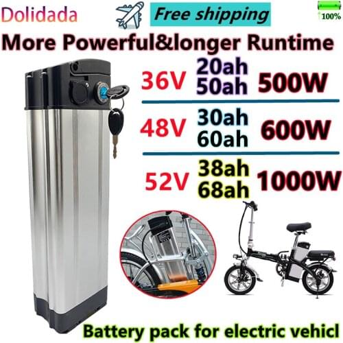 Portable52V e-bike battery pack, 1000W high power lithium battery aluminum shell suitable for long lasting life of e-bike series