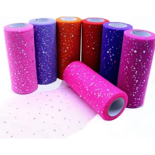 15 Cm 25 Yards Laser Sequins Organza Tulle Roll Fabric DIY Baby Shower Wedding Thanksgiving Decor Home Party Birthday Decoration