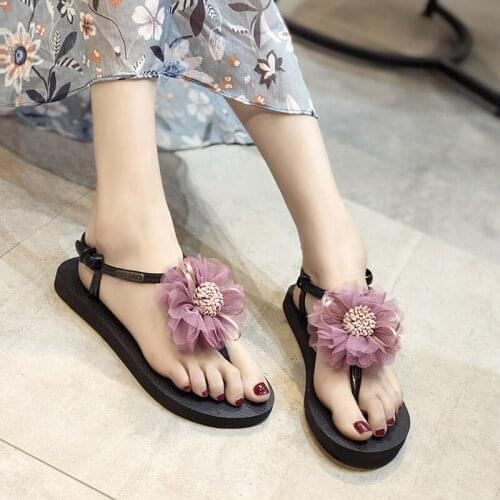 Flower sandals summer 2020 new flat Korean version wild casual non-slip fashion womens shoes beach vacation beach shoes women