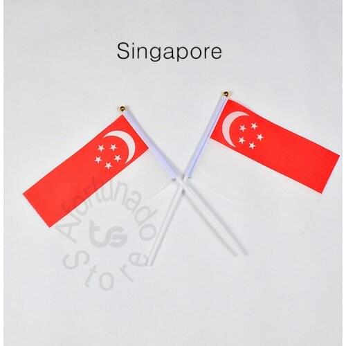 Singapore 14*21cm flag Banner hand waving National flag Home Decoration flag banner