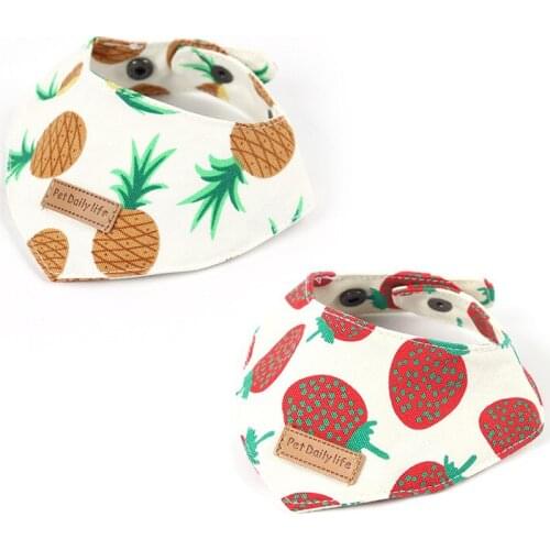 100% Cotton Fruit Pattern Pet Saliva Towel Triangle Scarf Dog Collar Small Dog Cat Bib Comfortable Small Dog Accessories