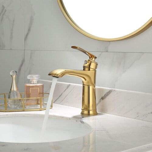 Bathroom Faucet Pop Up Gold Bathroom Basin Faucet Cold And Hot Brass Sink Mixer Sink Tap Single Handle Deck Mounted Water Tap