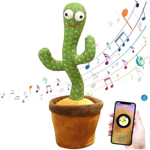 USB Bluetooth Dancing Cactus Dance Toy 120 Songs with Light Swing Twisted Electric Plush Musical Toys Singing and Record Funny