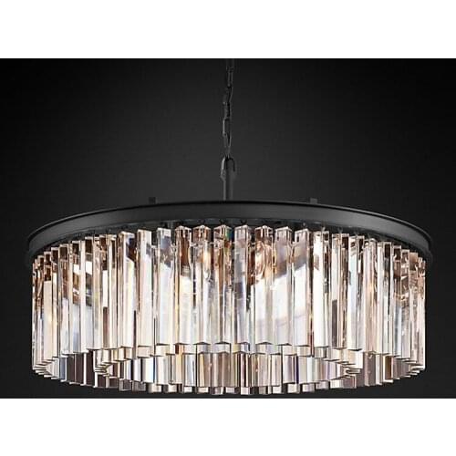 American Country Vintage Crystal Living RoomChandelier Creative Round Circular Restaurant Sitting Room Bar Light Fixtures