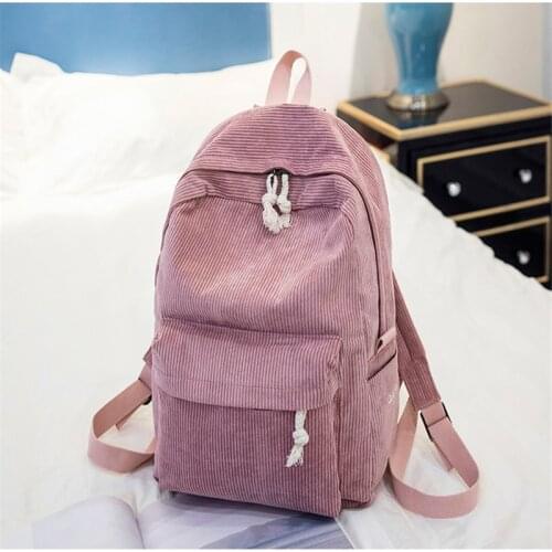 College Wind Womens Backpack Fashion Wild Senior High School Students Backpack Corduroy Korean Personality Plush Shoulder Bag