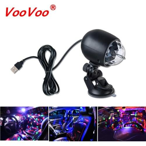 VooVoo Car Auto Ball Rotating RGB Colored LED Stage Lighting Led Decorative Lamp USB Atmosphere DJ Lights Party Magic Lighting