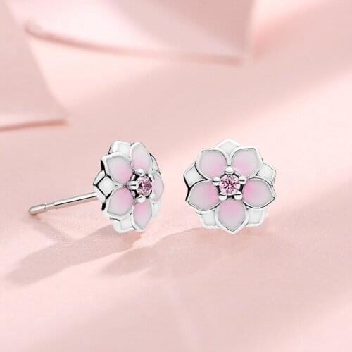 Magnolia Earrings Female S Enamel Fashion Personality Simple Autumn and Winter Earrings Lovers Day Gift