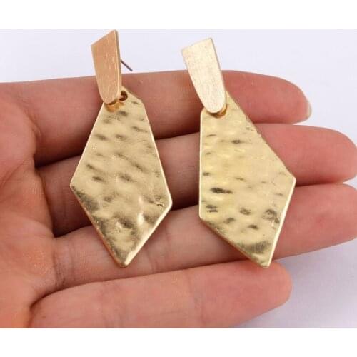 ZWPON Ethnic Design Hammered Alloy Gold Triangle Drop Earrings 2020 Geometric Arrowhead Statement KS Earrings for Woman