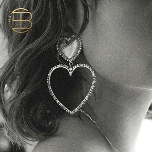 2019 New Street Style Gold Silver Color Hollow Heart Love Earrings For Women Ladys Statement Earring Party Jewelry Gift