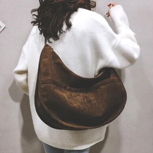 Women Corduroy Canvas Tote Handbag Female Cloth Shoulder Bags Young Ladies Casual Shopping Bag Girls Reusable Folding Bags