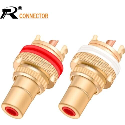 1pair/2pcs Luxury Gold plated RCA Jack Connector Panel Mount Chassis Audio Socket Plug Bulkhead with NUT Solder CUP 3Colors