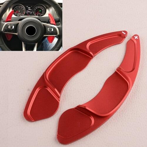 1 Pair Red Car Steering Wheel Shifter Extension Paddles Styling Fit For VW Polo Jetta Golf Scirocco 2019 2020