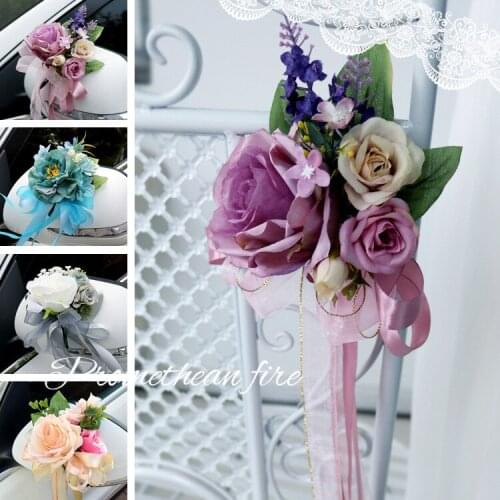 1PC Flowers Wed Party Festival Supplies Door Handles Rearview Mirror Decorations Beautiful Wedding Car Decoration Flower