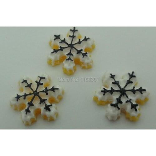 1pcs/lot resin flatback black Snowflake 20mm Cabochons Scrapbooking Hair Bow Center DIY Christmas decration C107-7