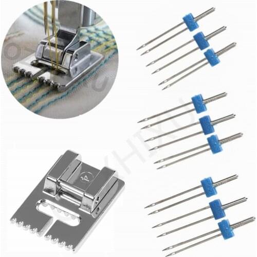 13Pcs/Set Double Twin Needles Wrinkled Sewing Presser Foot for Sewing Machine Size 2/90 3/90 4/90 sewing accessories AA7385