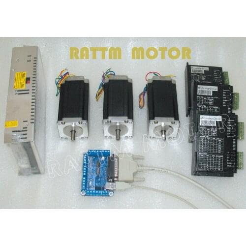 3 Axis CNC controller kit Nema23 stepper motor Dual shaft 112mm 3A 425oz-in + FMD2740C Driver 4A 50V/DC & 5 Axis Breakout board