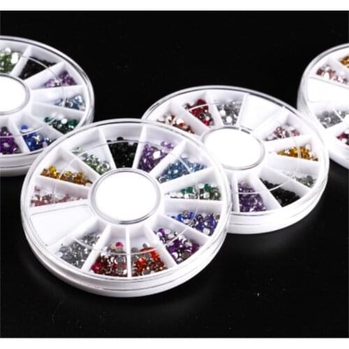 3D Charms Nail Art Wheel Design Stone Decorations Strass Jewelry DIY Nailart Adhesive Rhinestones Mix 1000pcs