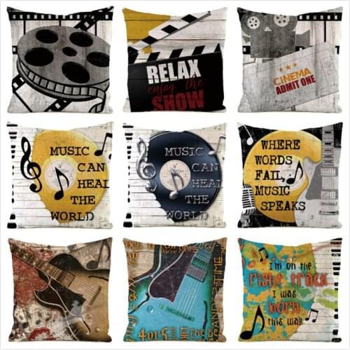 45cm*45cm **Music&Film** Inimitated Silk Fabric Throw Pillow Covers Couch Cushion Cover Home Decorative Pillows Pillow Case