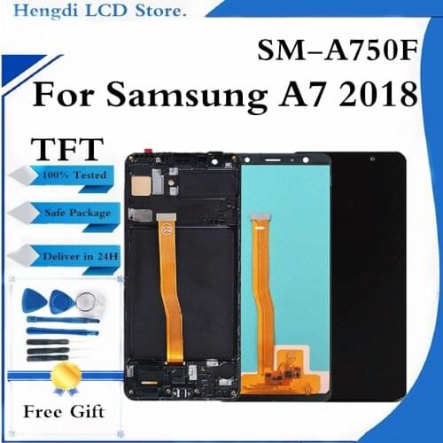 A750 LCD For Samsung Galaxy A7 2018 LCD SM-A750F A750F A750 Display With Frame Touch Screen Digitizer Replacement Parts