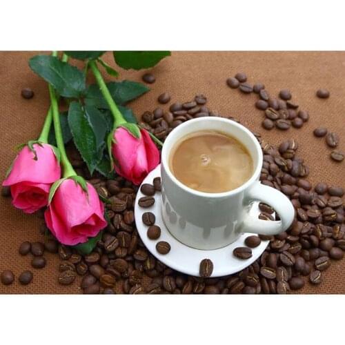 DIY 5D diamond painting Coffee flower rose cross stitch diamond embroidered, inlaid gifts, fashion home decor