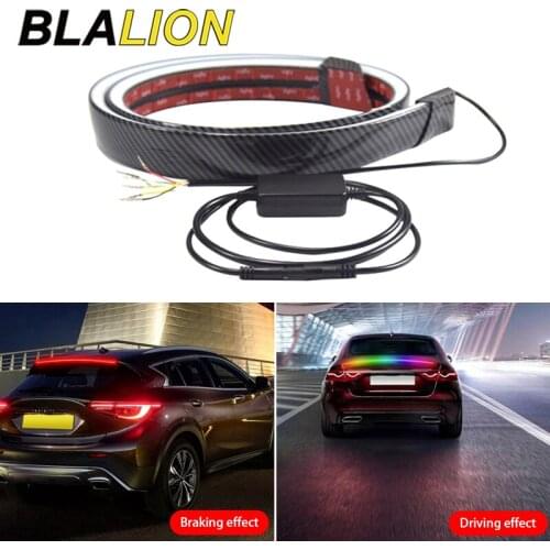 Car LED Spoilers Brake Light Carbon Fiber Dynamic Daytime Running Light Flexible Colorful DRL 12V Universal Car Turn Signal Lamp
