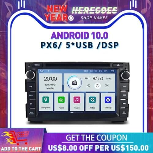 Carplay PX6 IPS DSP Android 10 4GB+64G Car DVD Player GPS Map Wifi DVR RDS Radio Bluetooth 5.0 For Kia Ceed 2009 2010 2011 2012