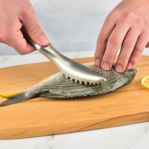 Household 304 Stainless Steel Fish Scale Planer Manual Scale Brush Creative Fish Knife Kitchen Seafood Tool Accessories Artifact