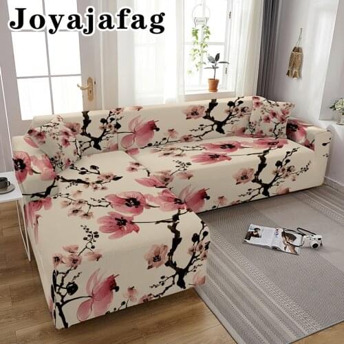 L Shape Stretch Sofa Cover Beautiful Flowers Design Non-Slip Universal Elastic Slipcover For All Seasons 1 2 3 4 Seaters